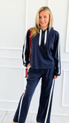 On the Move Stripe Set - Navy-170 Bottoms-JODIFL-Coastal Bloom Boutique, find the trendiest versions of the popular styles and looks Located in Indialantic, FL