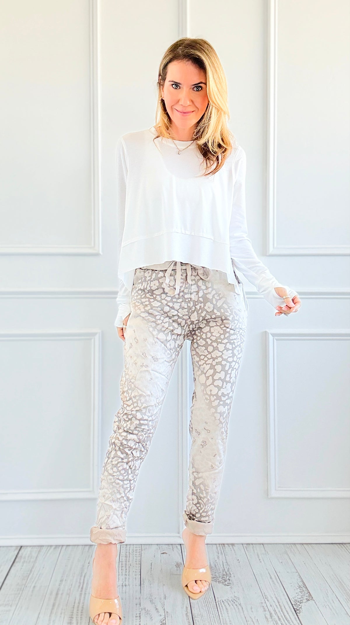 Wish List Animal Print Italian Joggers- Beige-180 Joggers-Italianissimo-Coastal Bloom Boutique, find the trendiest versions of the popular styles and looks Located in Indialantic, FL