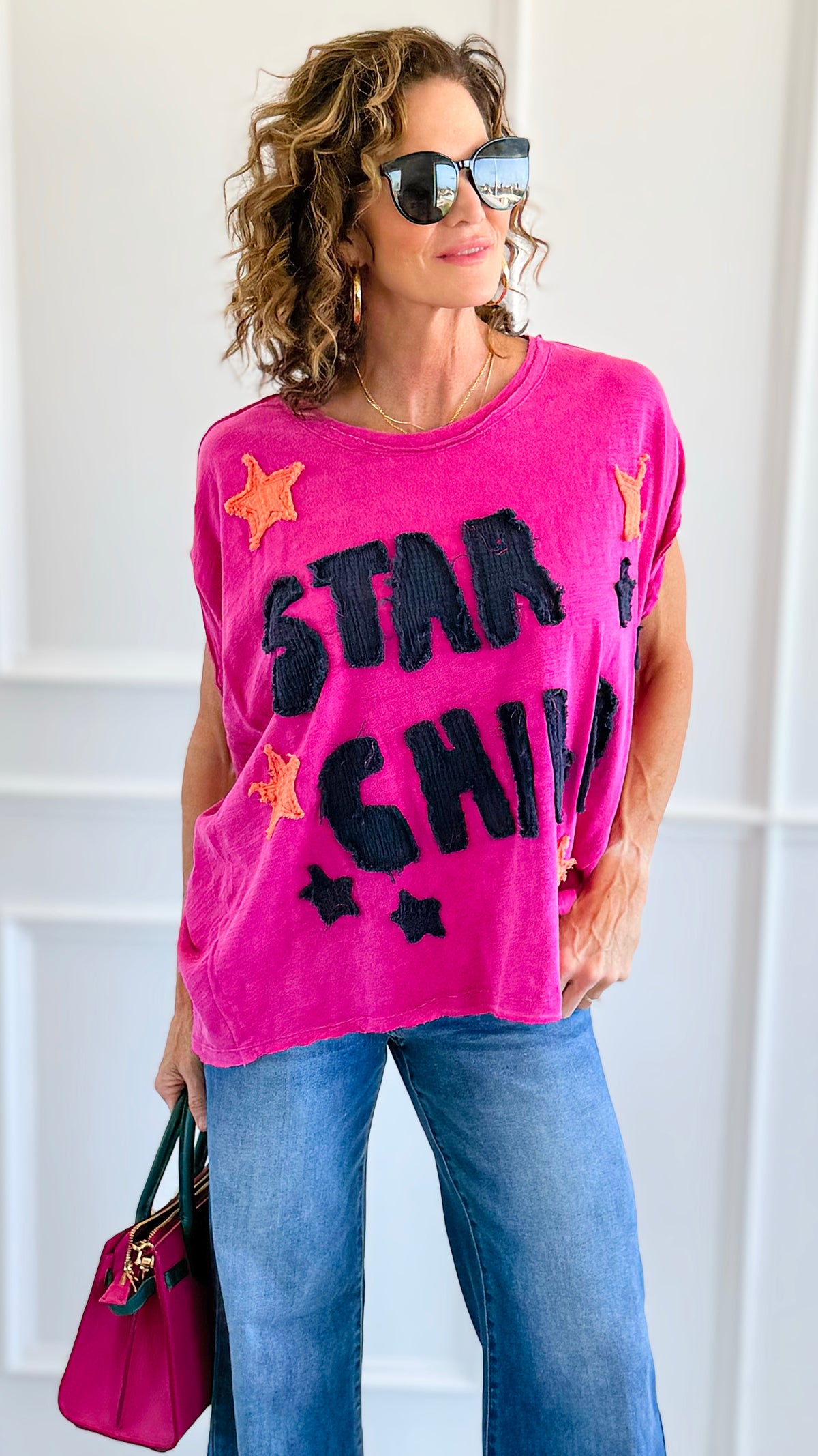 Cosmic Star Child Patch Tee-110 short Sleeve Top-Blue Velvet-Coastal Bloom Boutique, find the trendiest versions of the popular styles and looks Located in Indialantic, FL
