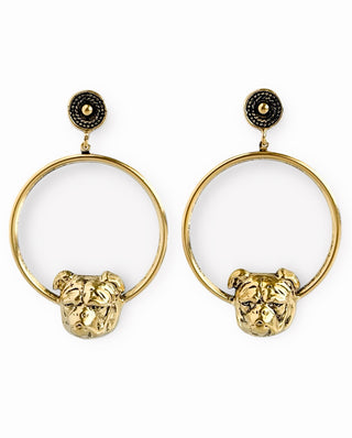Bulldog Head Hoop Earring-230 Jewelry-YOCHI-Coastal Bloom Boutique, find the trendiest versions of the popular styles and looks Located in Indialantic, FL