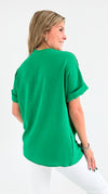 The Jetsetter Blouse - Kelly Green-110 short Sleeve Top-2 Hearts-Coastal Bloom Boutique, find the trendiest versions of the popular styles and looks Located in Indialantic, FL