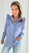 Coastal Ruffle Stripe Blouse Top-130 Long Sleeve Tops-First Love-Coastal Bloom Boutique, find the trendiest versions of the popular styles and looks Located in Indialantic, FL