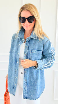 Track the Trends Denim Top-130 Long Sleeve Tops-White Birch-Coastal Bloom Boutique, find the trendiest versions of the popular styles and looks Located in Indialantic, FL