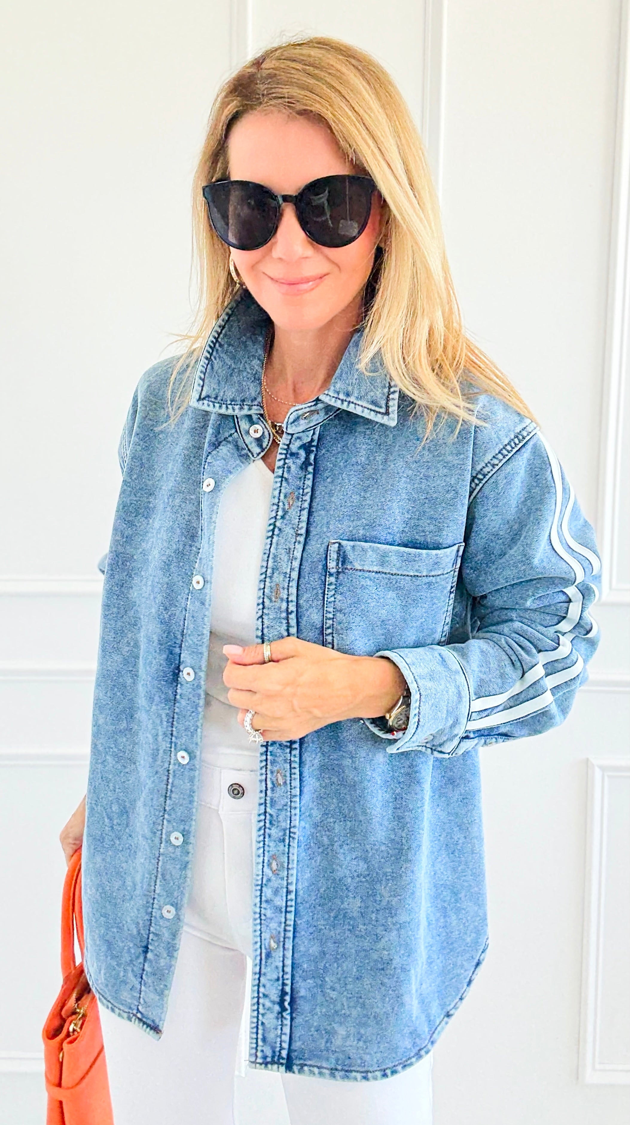 Track the Trends Denim Top-130 Long Sleeve Tops-White Birch-Coastal Bloom Boutique, find the trendiest versions of the popular styles and looks Located in Indialantic, FL