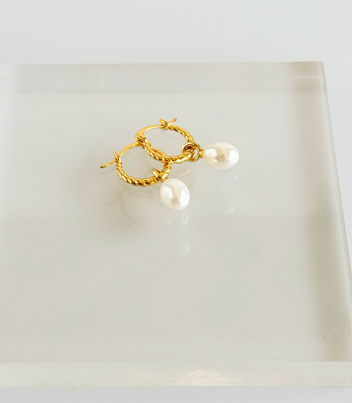 Croissant Hoop Pearl Earrings-230 Jewelry-DARLING-Coastal Bloom Boutique, find the trendiest versions of the popular styles and looks Located in Indialantic, FL