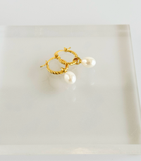 Croissant Hoop Pearl Earrings-230 Jewelry-DARLING-Coastal Bloom Boutique, find the trendiest versions of the popular styles and looks Located in Indialantic, FL