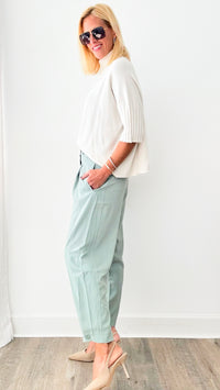 Back to Work Trousers - Dusty mint-170 Bottoms-GIGIO-Coastal Bloom Boutique, find the trendiest versions of the popular styles and looks Located in Indialantic, FL