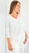 Effortless Elegance V-Neck Top - Off White-130 Long Sleeve Tops-Zenana-Coastal Bloom Boutique, find the trendiest versions of the popular styles and looks Located in Indialantic, FL