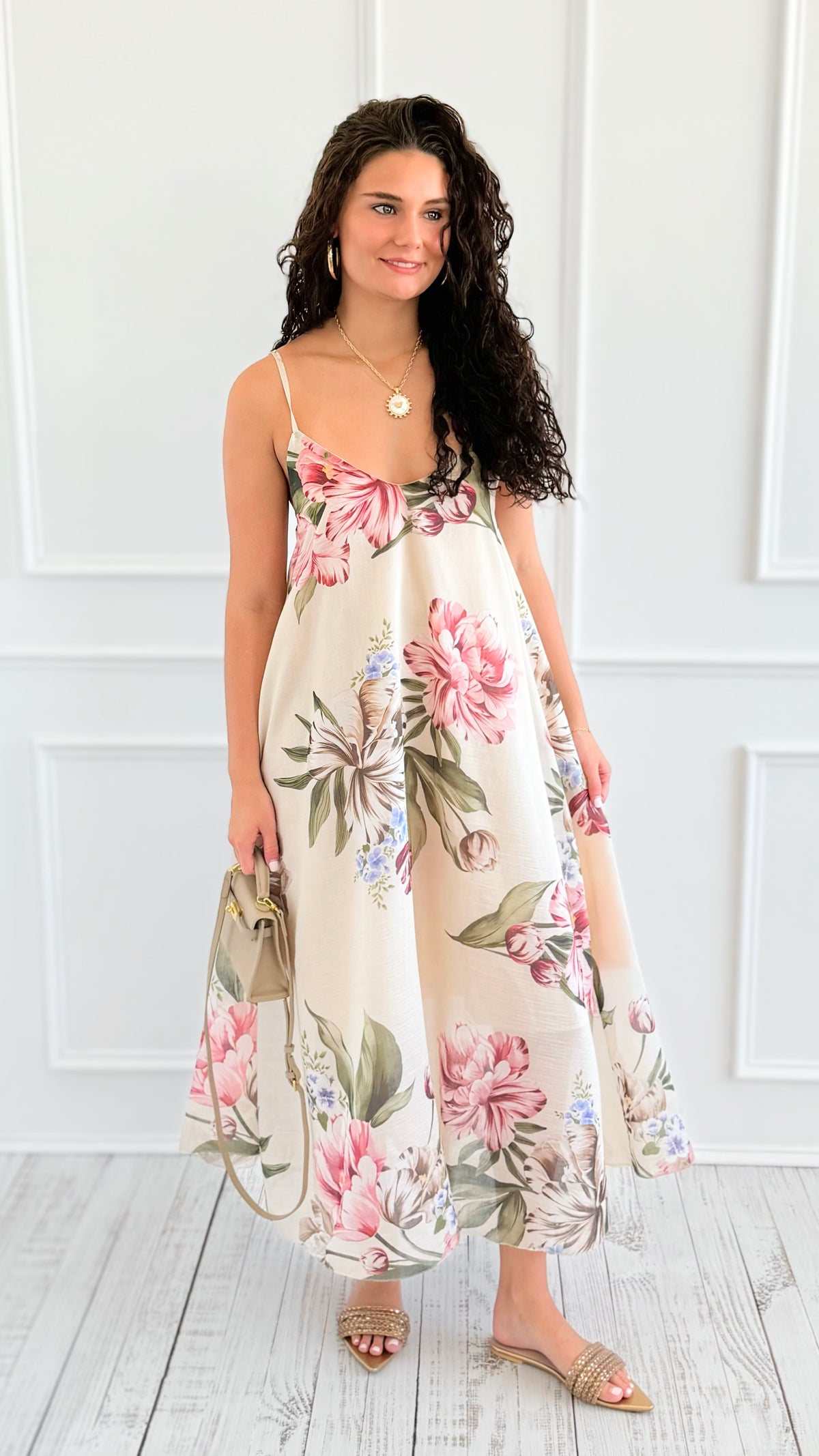 Petals Slip Sleeveless Italian Long Dress-200 Dresses/Jumpsuits/Rompers-AZUL MONACO-Coastal Bloom Boutique, find the trendiest versions of the popular styles and looks Located in Indialantic, FL