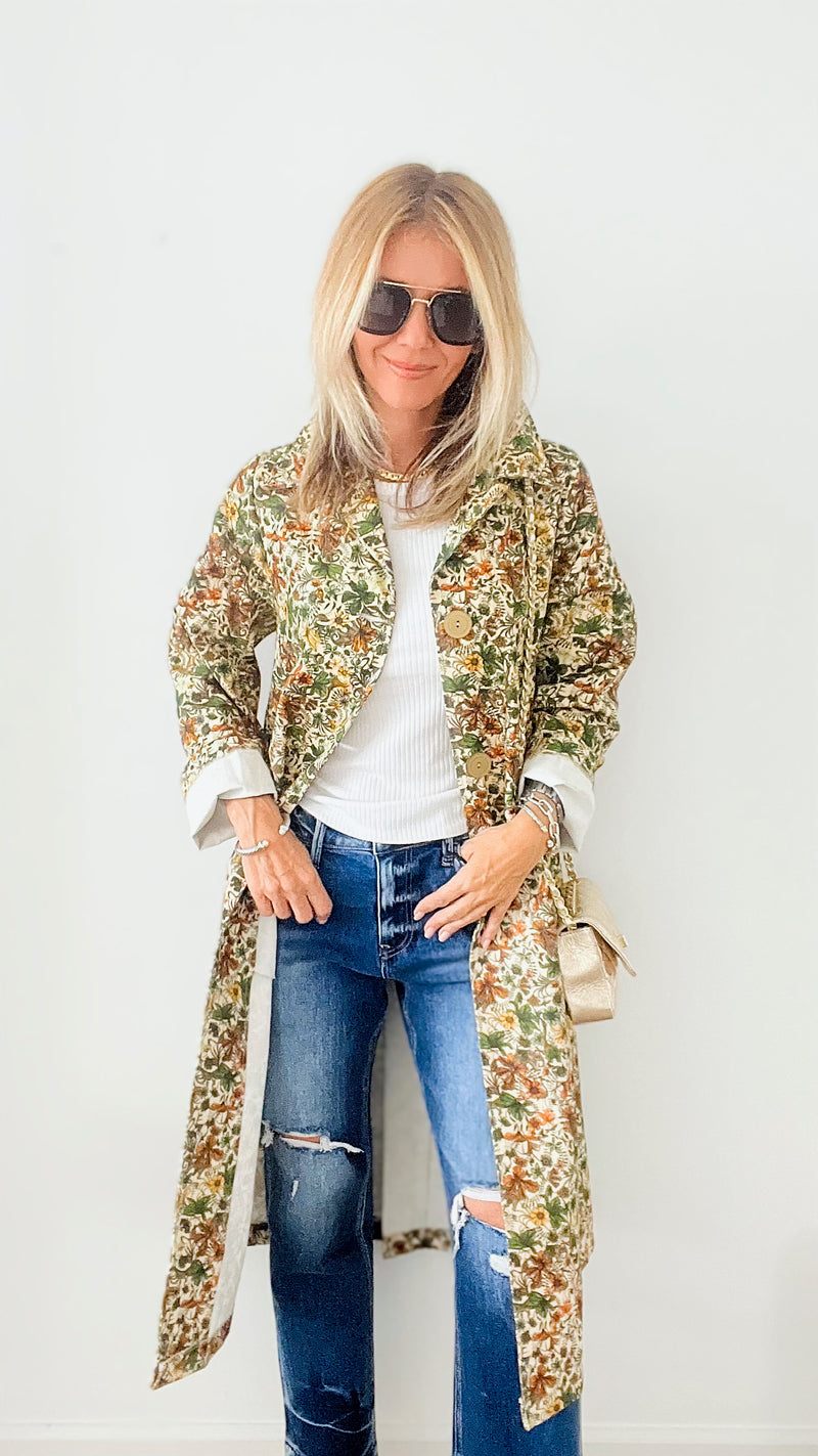 Flower Show Long Jacket-160 Jackets-TOUCHE PRIVE-Coastal Bloom Boutique, find the trendiest versions of the popular styles and looks Located in Indialantic, FL