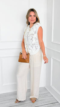 Trophy Season Crochet Top- Off White-110 Short Sleeve Tops-POL-Coastal Bloom Boutique, find the trendiest versions of the popular styles and looks Located in Indialantic, FL