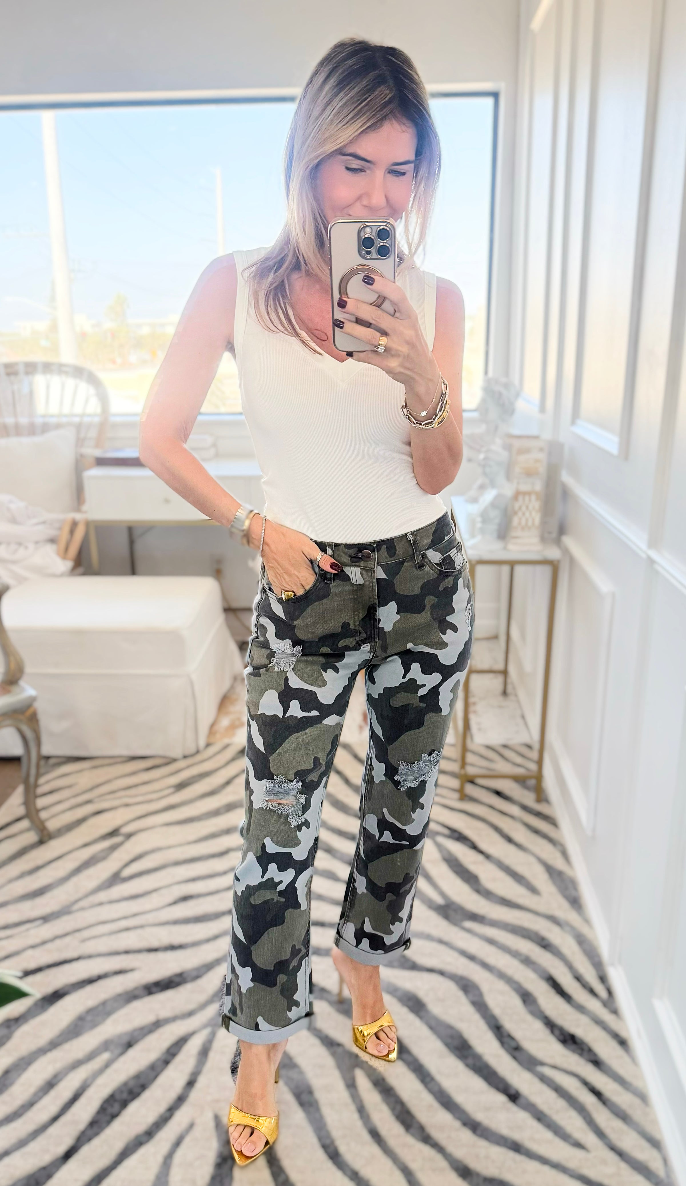 Urban Camo Straight Crop Jean