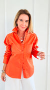 Power Move Pocket Italian Shirt- Orange-110 short Sleeve Top-IT UNIQ-Coastal Bloom Boutique, find the trendiest versions of the popular styles and looks Located in Indialantic, FL