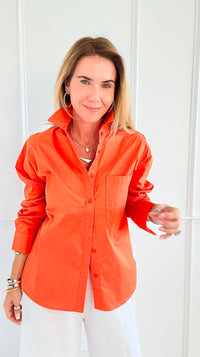 Power Move Pocket Italian Shirt- Orange-110 short Sleeve Top-IT UNIQ-Coastal Bloom Boutique, find the trendiest versions of the popular styles and looks Located in Indialantic, FL