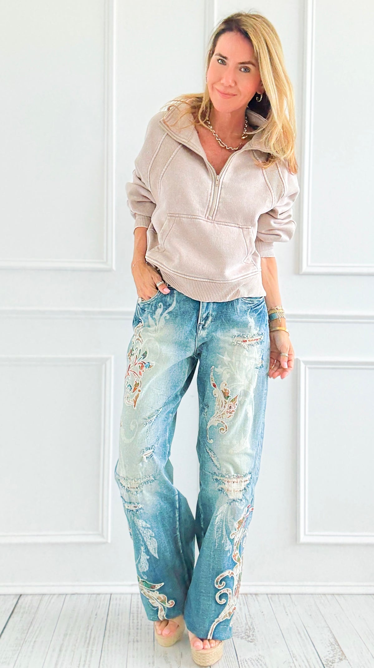 Tapestry Drift Mid Rise Wide Leg Jean