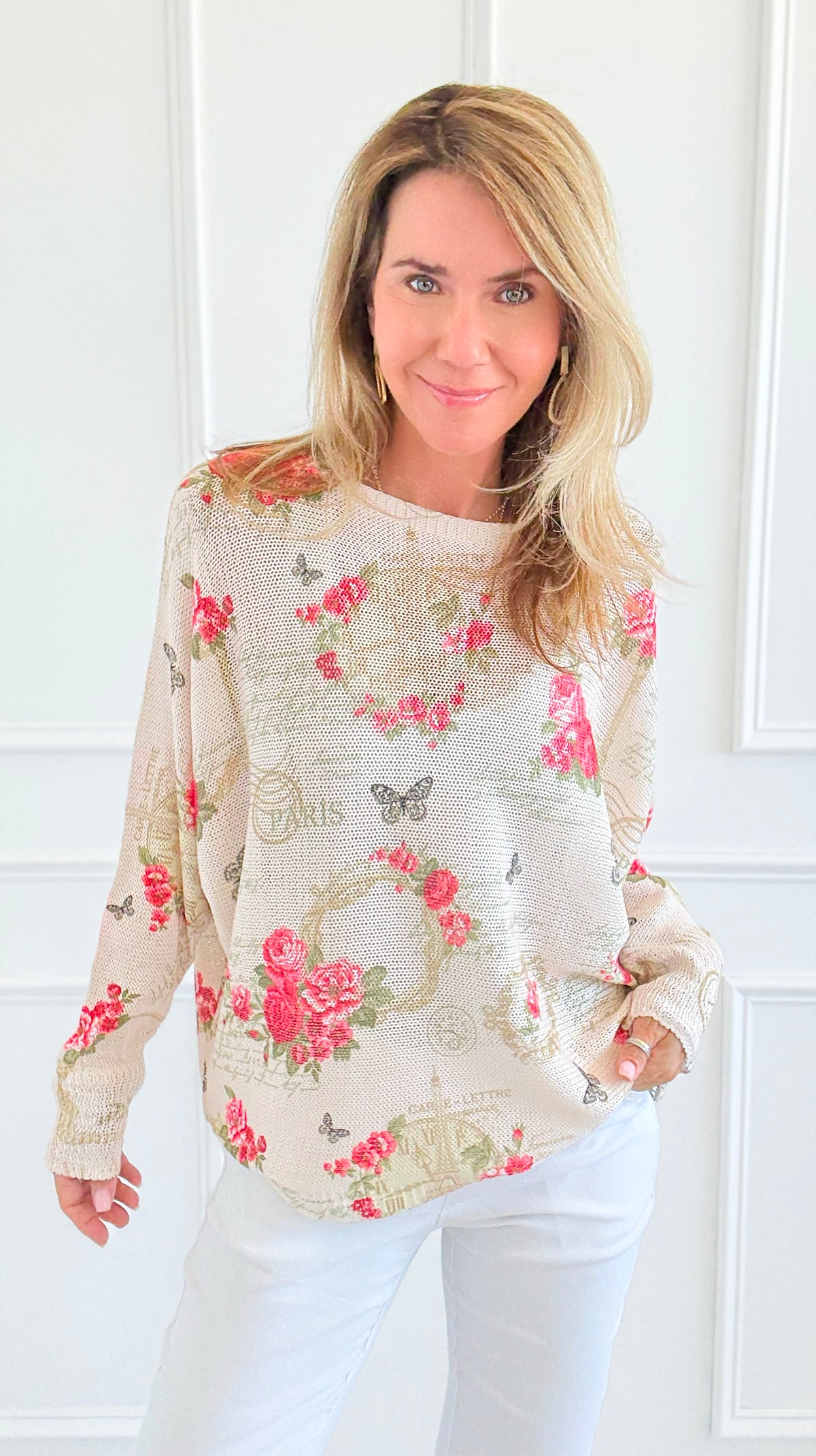Parisian Garden Italian St Tropez Knit-140 Sweaters-Italianissimo-Coastal Bloom Boutique, find the trendiest versions of the popular styles and looks Located in Indialantic, FL