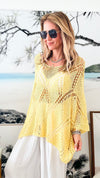 Diamond Crochet Italian Pullover - Light Yellow-140 Sweaters-Italianissimo-Coastal Bloom Boutique, find the trendiest versions of the popular styles and looks Located in Indialantic, FL