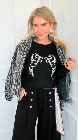 Midnight Riders Horse Knit Sweater