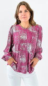 Shimmer & Pleat Blouse-130 Long sleeve top-Jodifl-Coastal Bloom Boutique, find the trendiest versions of the popular styles and looks Located in Indialantic, FL