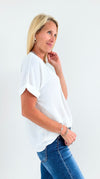 The Jetsetter Blouse - Off White-110 short Sleeve Top-2 Hearts-Coastal Bloom Boutique, find the trendiest versions of the popular styles and looks Located in Indialantic, FL