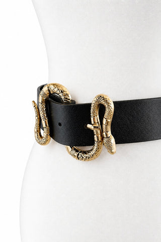Znake Buckle Belt -Black/Gold
