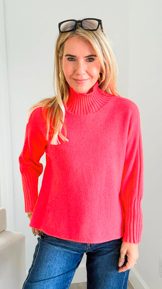 Break Free Long Sleeve Italian Sweater - Coral