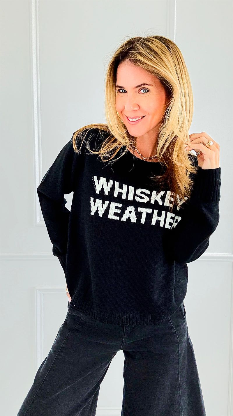 Whiskey Weather Sweater- Black-140 Sweaters-PANACHE APPAREL-Coastal Bloom Boutique, find the trendiest versions of the popular styles and looks Located in Indialantic, FL