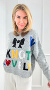 Knot So Lovely Knit Pullover-140 Sweaters-MUY MUY FANCY-Coastal Bloom Boutique, find the trendiest versions of the popular styles and looks Located in Indialantic, FL