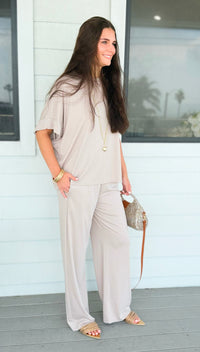 Chic Alert Italian Set - Taupe-210 Loungewear/Sets-Italianissimo-Coastal Bloom Boutique, find the trendiest versions of the popular styles and looks Located in Indialantic, FL