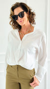 Timeless Texture Italian Button Top- White-110 Long Sleeve Tops-Italianissimo-Coastal Bloom Boutique, find the trendiest versions of the popular styles and looks Located in Indialantic, FL