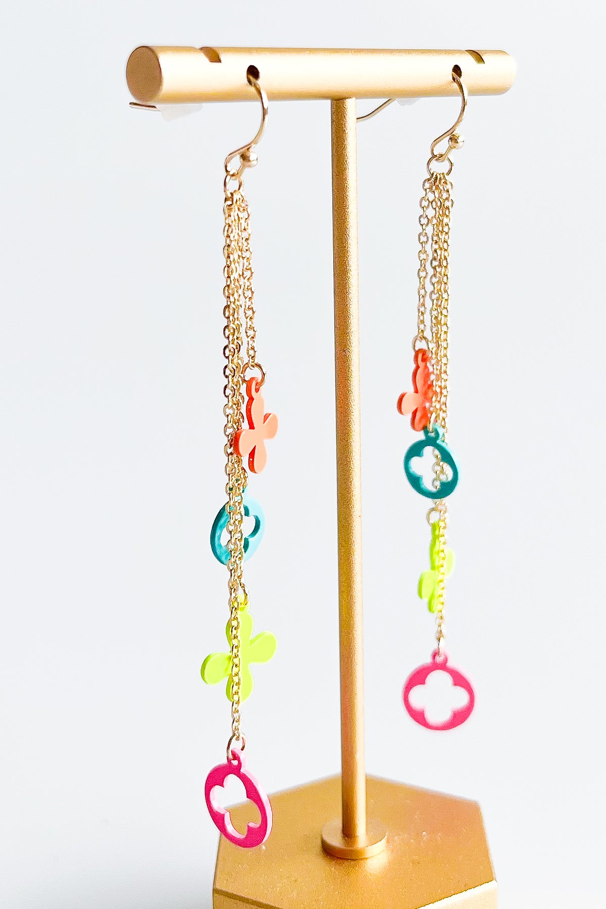 Multi Length Chain & Colored Earrings-230 Jewelry-Golden Stella-Coastal Bloom Boutique, find the trendiest versions of the popular styles and looks Located in Indialantic, FL