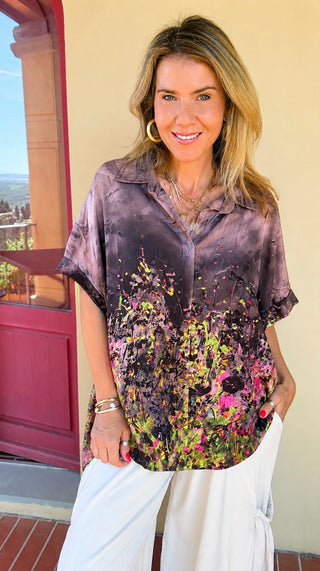Evening in Bloom Italian Button Down Top