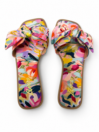 Floral Bow Slide Sandals