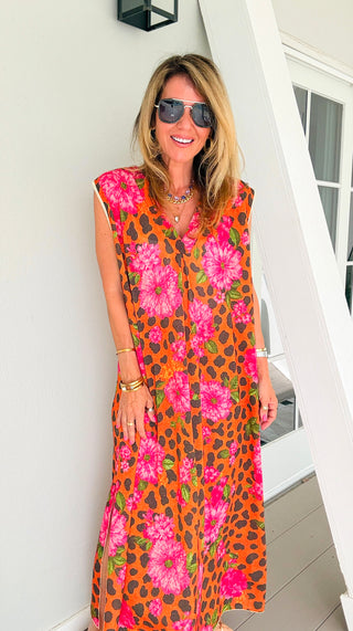 Fierce in Florals Italian Lurex Dress