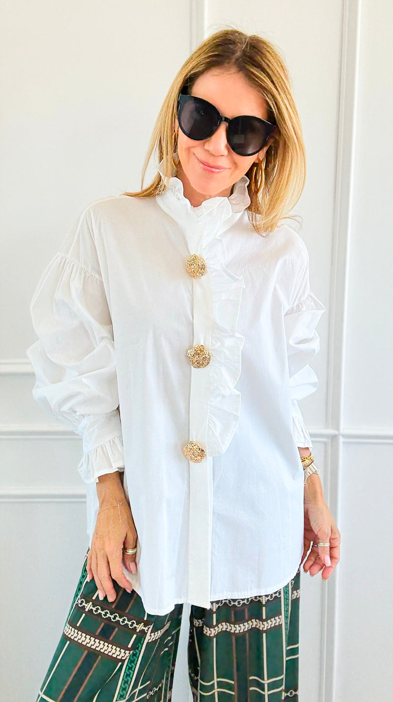 White Belle Italian Woven Blouse-110 Long Sleeve Tops-TATTOO Z-Coastal Bloom Boutique, find the trendiest versions of the popular styles and looks Located in Indialantic, FL