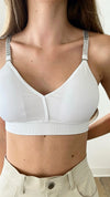 One Size Bra Plunge White w/ Silver Embellished Straps-220 Intimates-Strap-its-Coastal Bloom Boutique, find the trendiest versions of the popular styles and looks Located in Indialantic, FL