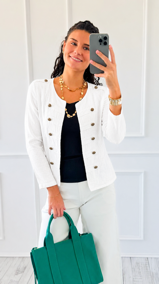 Getaway Linen Jacket- White