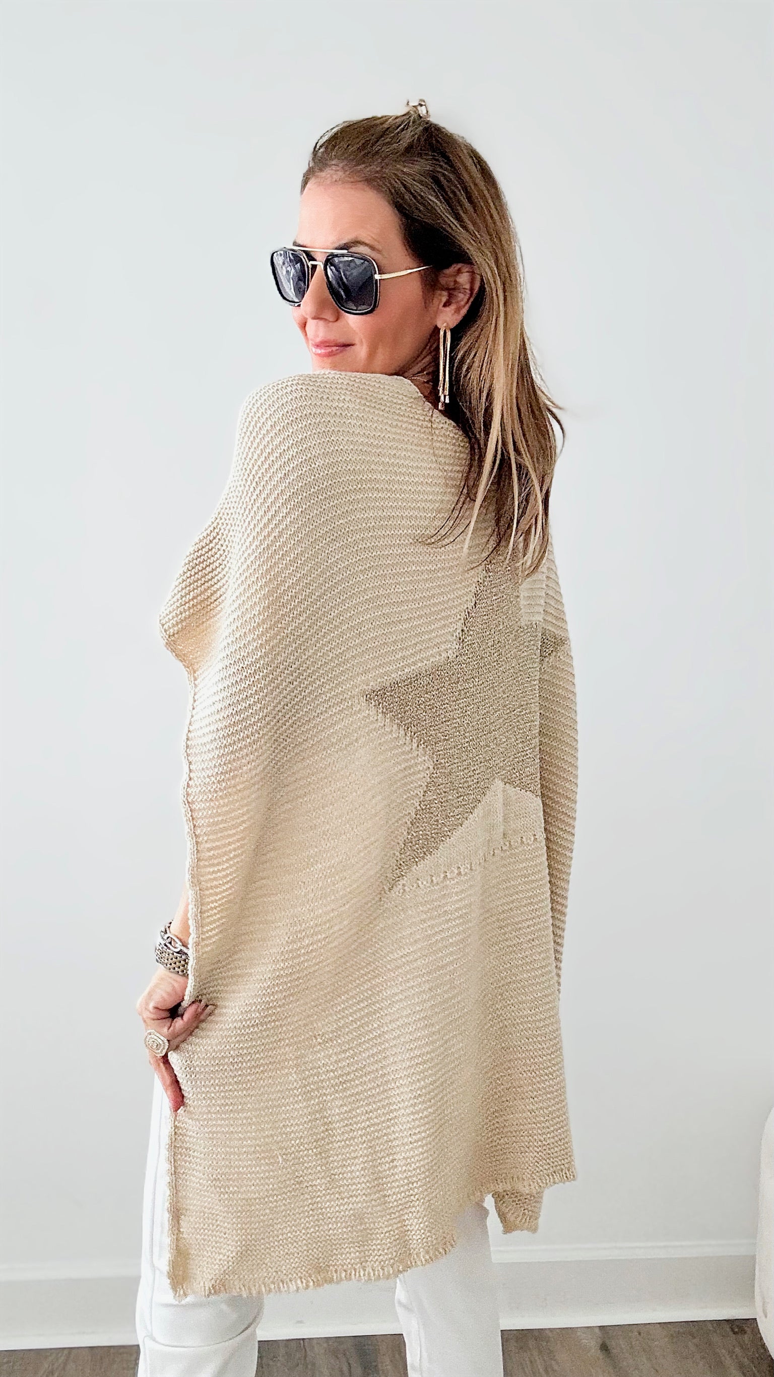 Beige 2025 poncho sweater