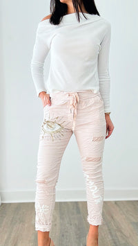 Amour Eye Italian Jogger Pant - Blush-180 Joggers-Look Mode-Coastal Bloom Boutique, find the trendiest versions of the popular styles and looks Located in Indialantic, FL