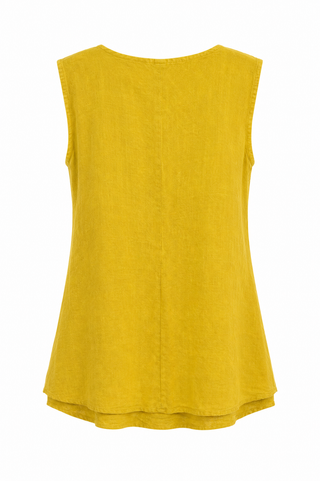 Shoreline Lace V- Neck Sleeveless Italian Linen Top