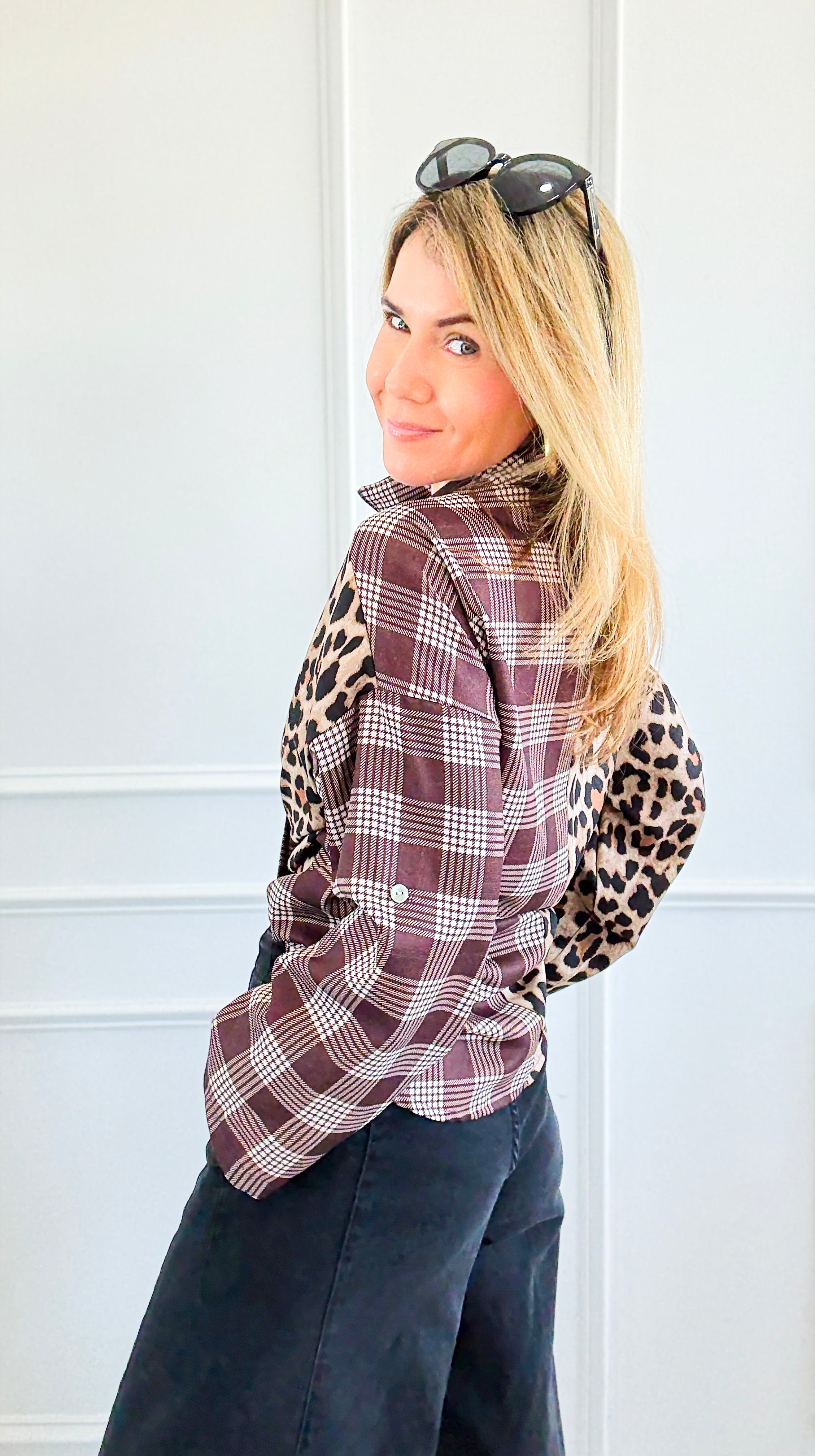 Two Sides Story Italian Button- Down Top-110 Long Sleeve Tops-SEÑORITA C-Coastal Bloom Boutique, find the trendiest versions of the popular styles and looks Located in Indialantic, FL