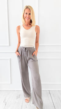 Carefree Fresh Italian Pant- Dark Taupe-100 Pants-Italianissimo-Coastal Bloom Boutique, find the trendiest versions of the popular styles and looks Located in Indialantic, FL