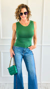 Essential Seamless Tank Top - Dk Green-100 Sleeveless Tops-Zenana-Coastal Bloom Boutique, find the trendiest versions of the popular styles and looks Located in Indialantic, FL