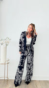 Adiorable Floral Tapestry Knit Zip Up Set - Black-130 Long sleeve top-Chasing Bandits-Coastal Bloom Boutique, find the trendiest versions of the popular styles and looks Located in Indialantic, FL