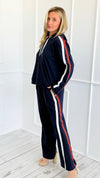 On the Move Stripe Set - Navy-170 Bottoms-JODIFL-Coastal Bloom Boutique, find the trendiest versions of the popular styles and looks Located in Indialantic, FL