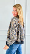 Trendy Zip-Up Leopard Bomber Jacket-160 Jackets-Fate Inc-Coastal Bloom Boutique, find the trendiest versions of the popular styles and looks Located in Indialantic, FL