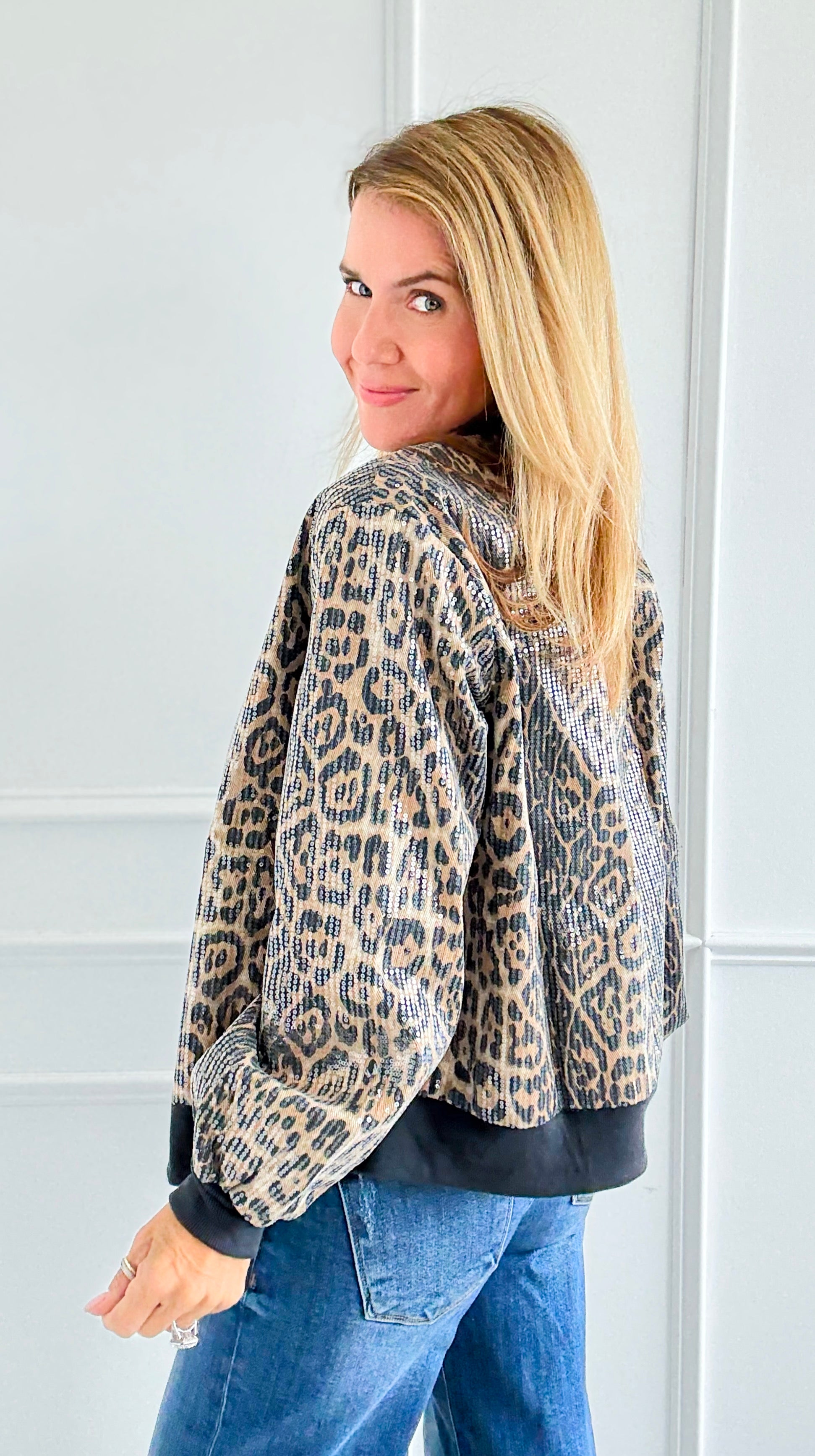 Trendy Zip-Up Leopard Bomber Jacket-160 Jackets-Fate Inc-Coastal Bloom Boutique, find the trendiest versions of the popular styles and looks Located in Indialantic, FL
