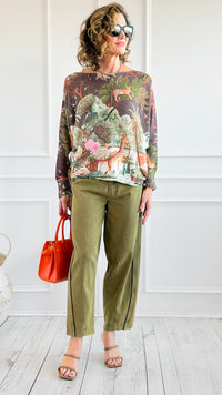 Botanical Safari Lurex St Tropez Knit- Brown-140 Sweaters-SORPRESA-Coastal Bloom Boutique, find the trendiest versions of the popular styles and looks Located in Indialantic, FL