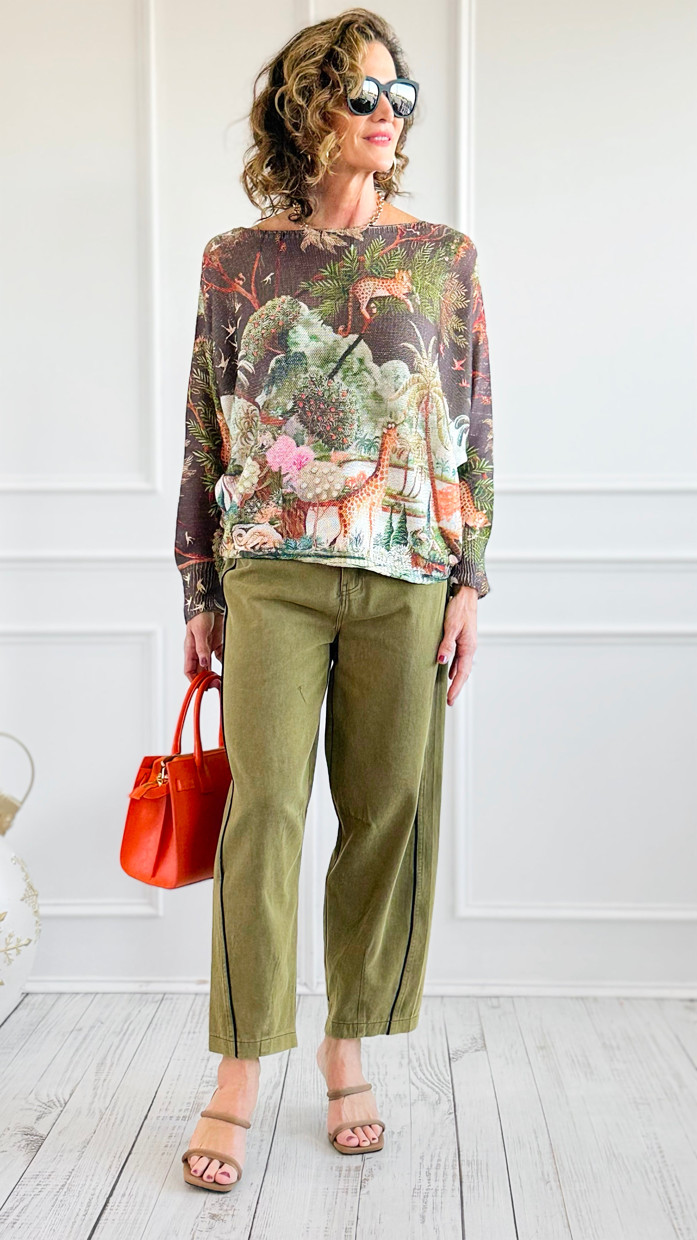 Botanical Safari Lurex St Tropez Knit- Brown-140 Sweaters-SORPRESA-Coastal Bloom Boutique, find the trendiest versions of the popular styles and looks Located in Indialantic, FL