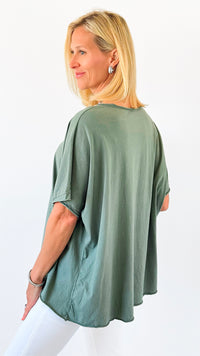 Everyday Italian Relaxed Top-Olive-110 short Sleeve Top-Italianissimo-Coastal Bloom Boutique, find the trendiest versions of the popular styles and looks Located in Indialantic, FL